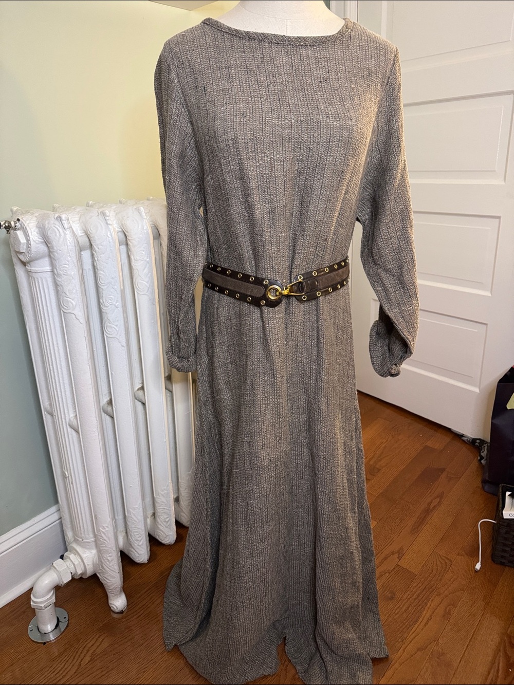 Flax Long Sleeve Maxi Dress in Taupe Gray